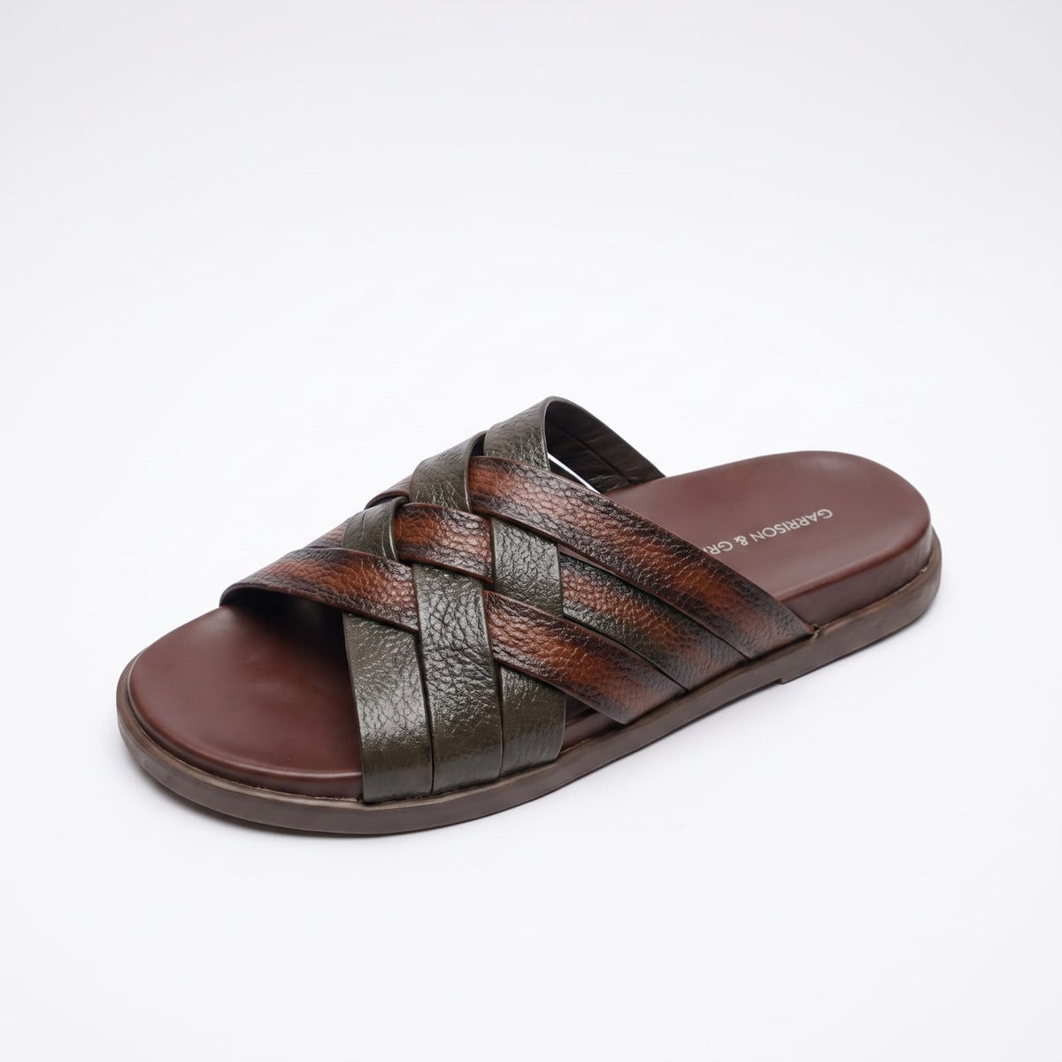 SL 02 Brown Shaded braided leather sandals by Garrison&Grain