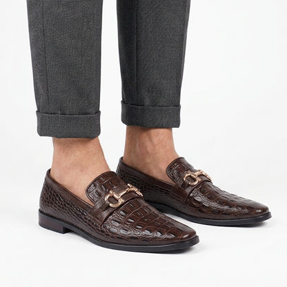 LGL 7 Brown Croc-Embossed